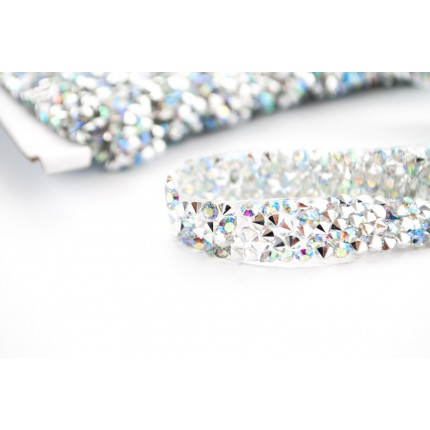 Taśma termo z kryształami opalizujący srebrny TD-204