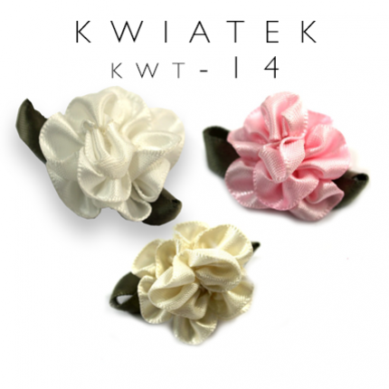 Atłasowe kwiatki z listkiem KWT-14