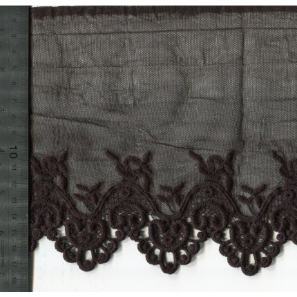 Monofilowa taśma ozdobna z haftowanym brzegiem TO-018 czarna