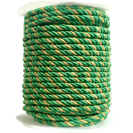 Sznurek galonowy skręcany kolory TS-13 3mm zielony/złoty