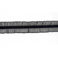 Gumokoronka z falbanką czarna dwustronna 25mm DX-60