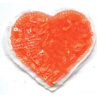 Aplikacja wyszywana cekinami pomarańczowe serce APL-154