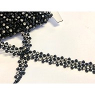 Taśma plastikowa perłowa z dżetami czarna T-27 w. XT155