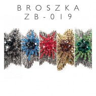Broszka metalowa rozeta z kolorowymi kamieniami ZB-019 kolory