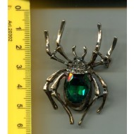 Broszka ozdobna ze szklanym sztrasem pająk zielony ZB-280