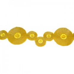 Taśma welurowa z haftem kółka żółta TC-066