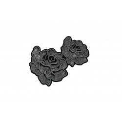 Naszywka termo róża cekiny APL-609-srebrny matowy