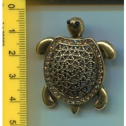 Broszka metalowa ze strassami żółw ZB-233
