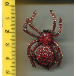 Broszka metalowa czerwony pająk ze strassami ZB-240