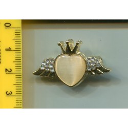 Broszka metalowa serce ze strassami ZB-259
