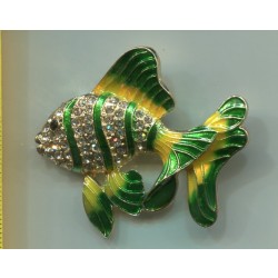 Broszka metalowa rybka zielona ZB-261