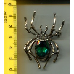 Broszka ozdobna ze szklanym sztrasem pająk zielony ZB-280