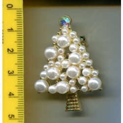Broszka ozdobna świąteczna choinka z perłami ZB-301