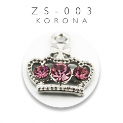 Zawieszka charms korona z różowymi sztrassami ZS-003